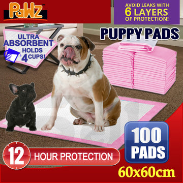 PaWz 100pcs 60x60cm Puppy Pet Dog Indoor Cat Toilet Training Pads Absorbent Pink PaWz